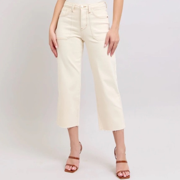 Judy Blue Ecru Hi Rise Wide Leg Straight Jean Size 20 - Picture 1 of 12